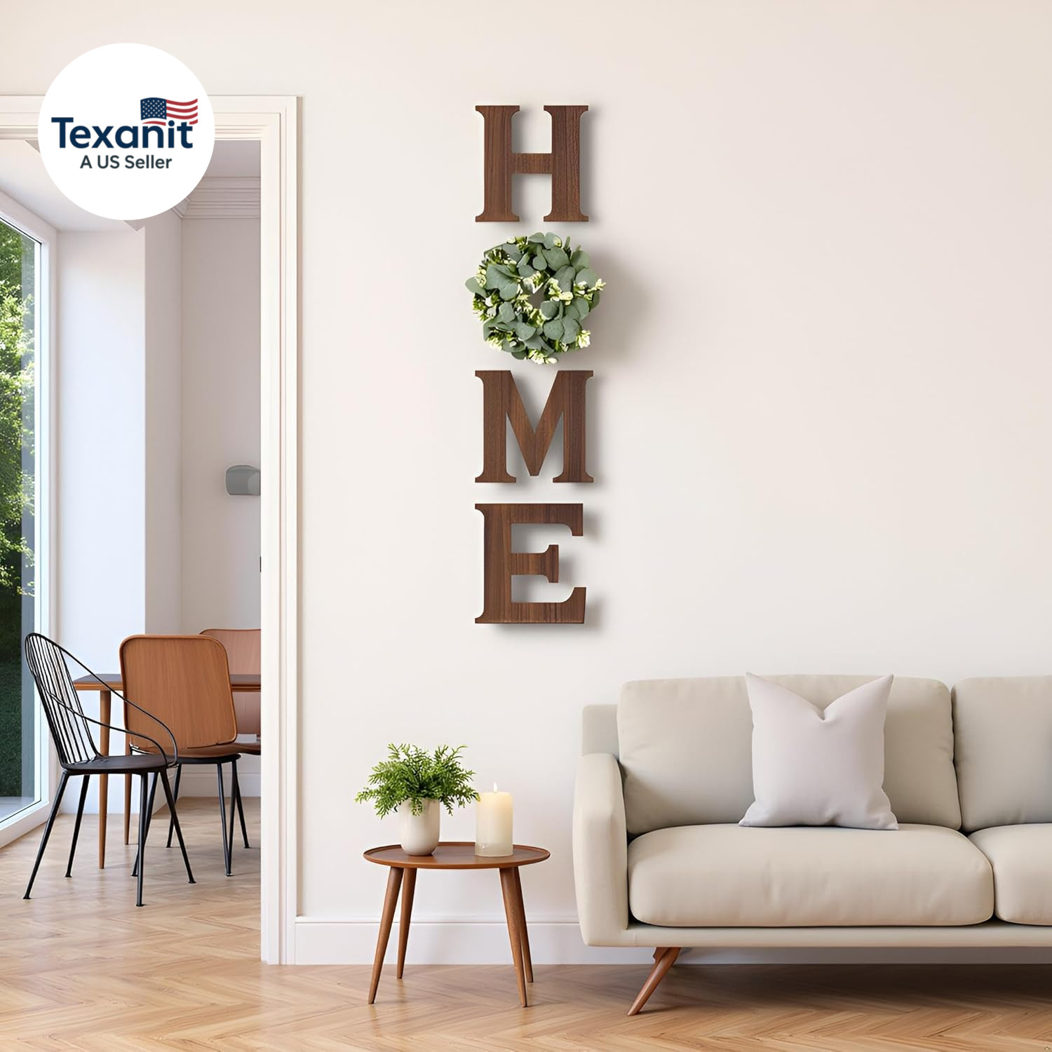 Farmhouse Wall Home Sign with Artificial Eucalyptus for O Rustic Wooden Hanging