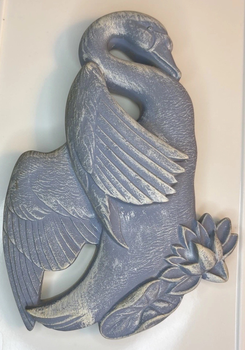 Vintage Miller Studio Chalkware Swan Wall Plaques Set of 2 Pastel Blue/Gray 1989