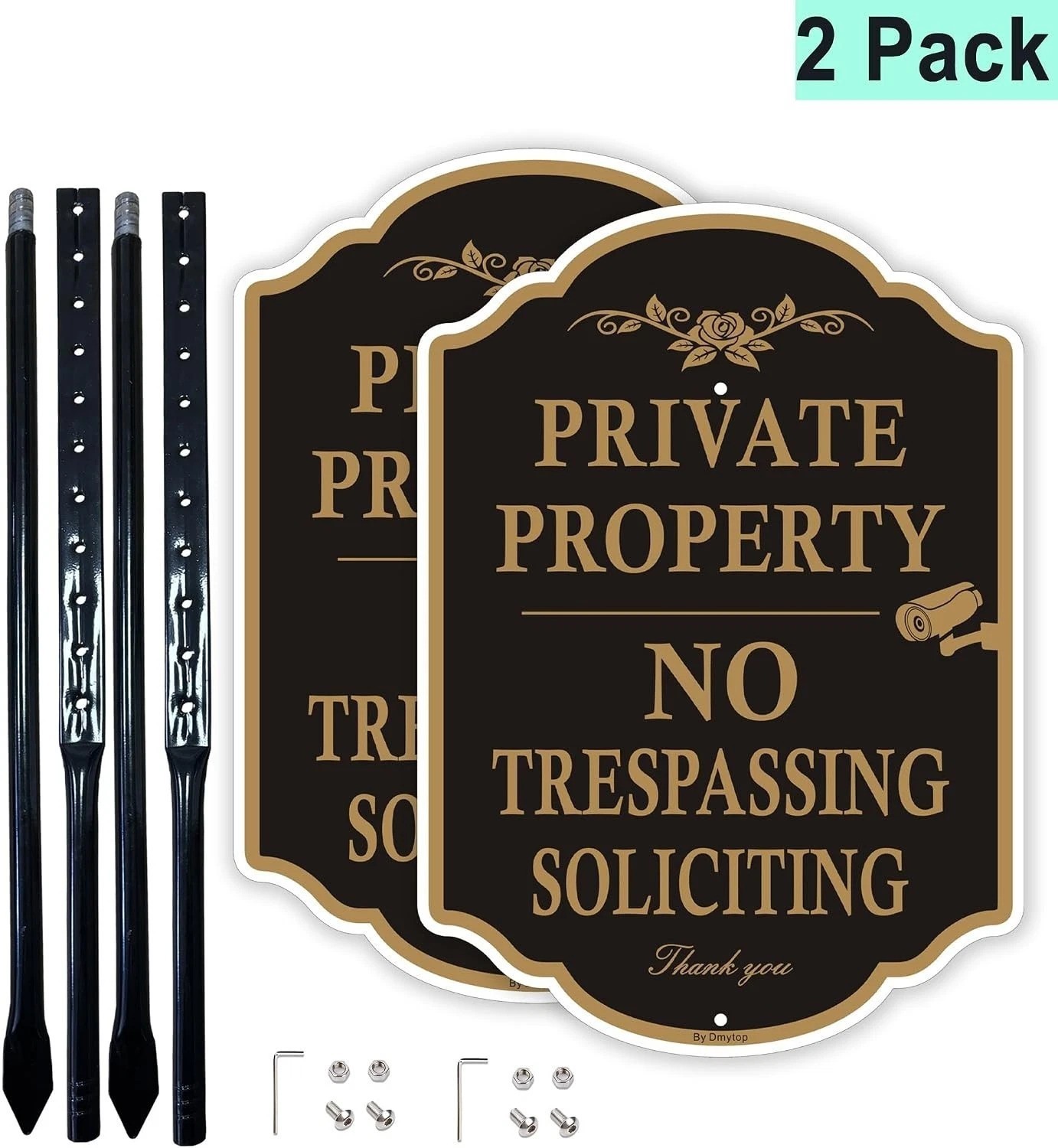 Private Property No Trespassing Signs with 36-inch Metal Stakes, 14 x 10 inch…