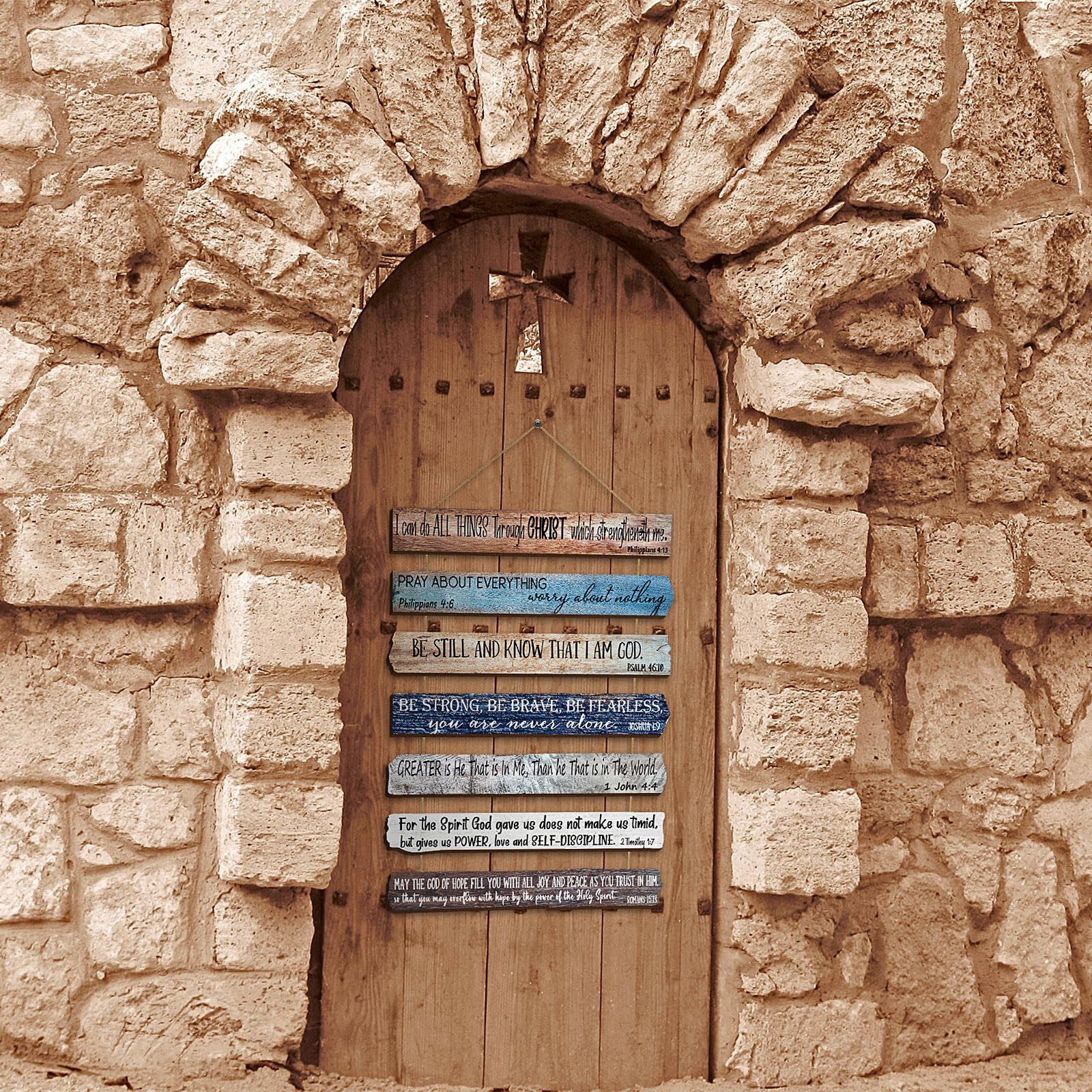 Christian Wall Art Gifts for Men – 7-tier Inspirational Wooden Bible Verses W…