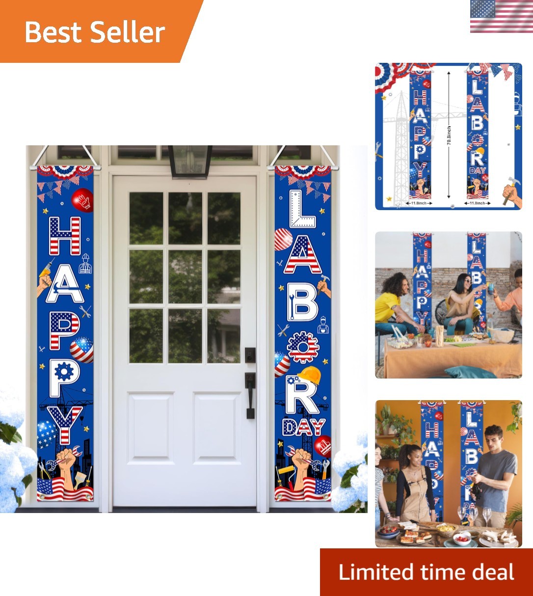 Festive Labor Day Hanging Porch Signs – Lightweight & Vibrant 2-Piece Set