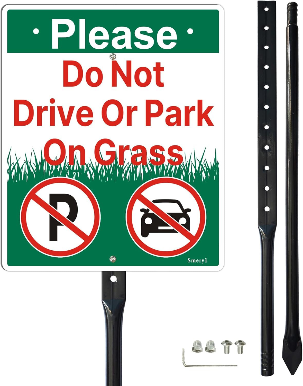 Please Do Not Drive or Park on Grass Sign with 35.4″ Stake for Yard, 12” X 10” D
