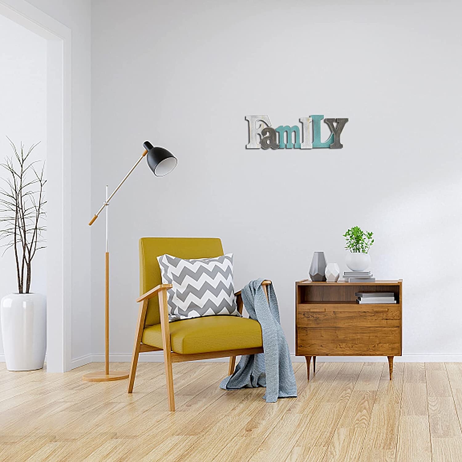 Multicolor Wooden Family Word Sign Freestanding Block Letters Wall Mounted…