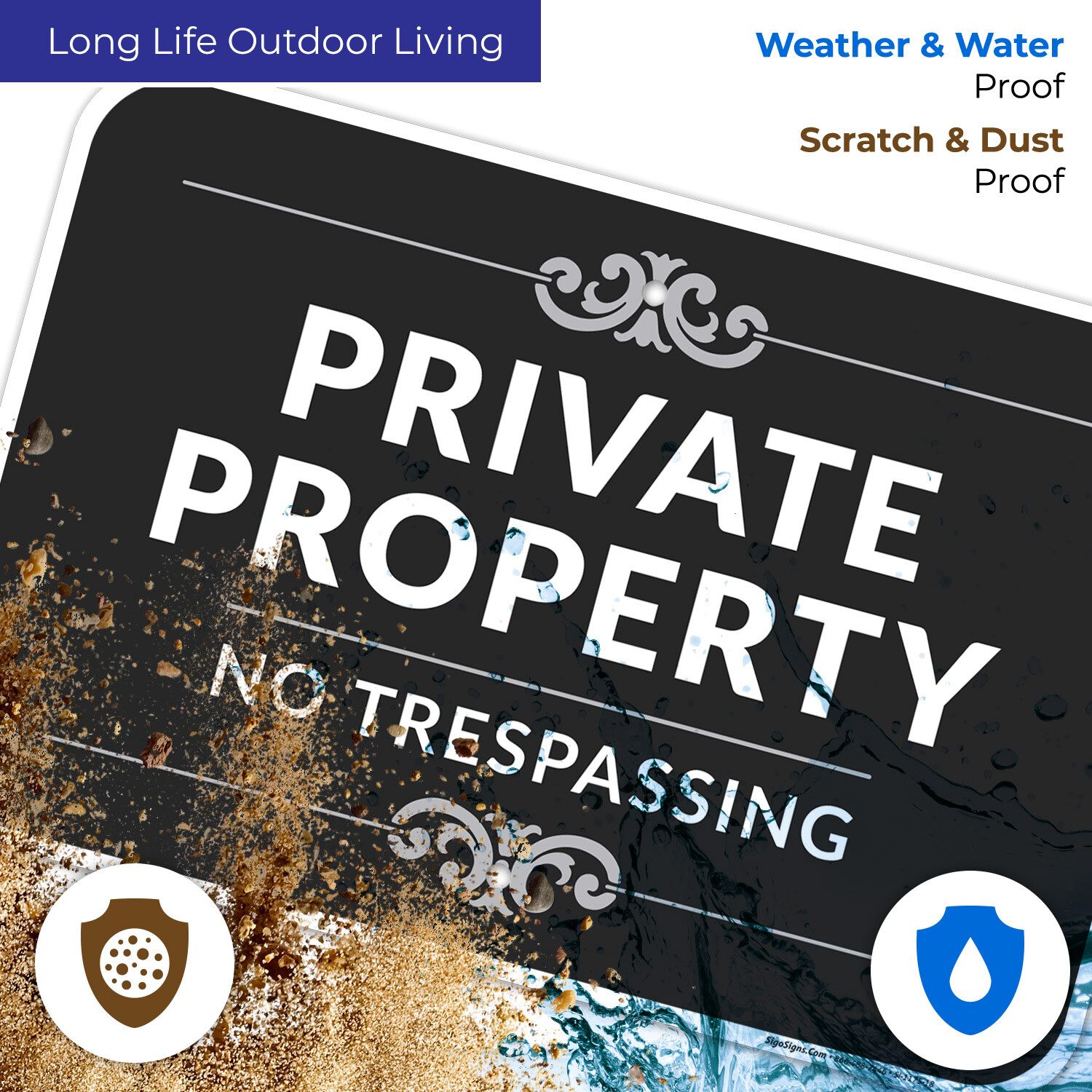 Private Property No Trespassing Sign, Decorative Style,