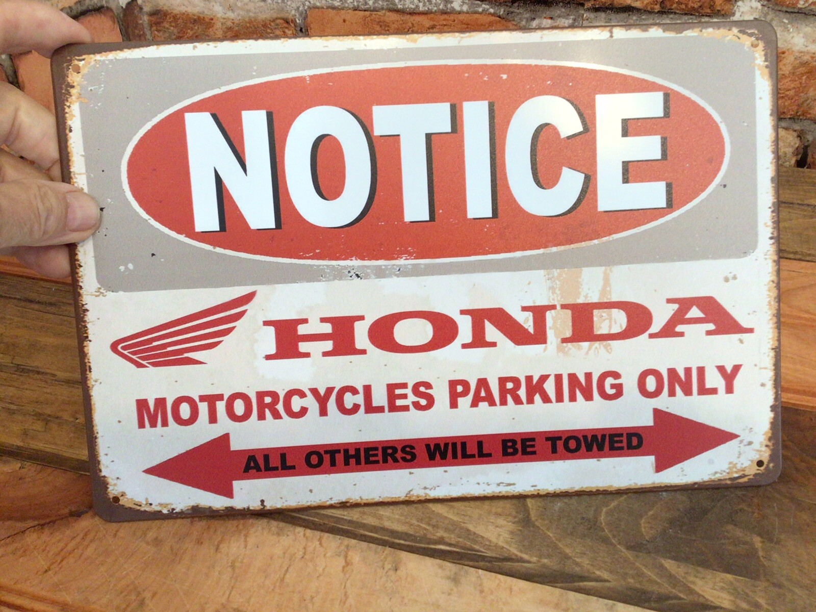 12″x8″ Vintage Patina Style “Honda Motorcycle Parking Only” Sign…A Great Gift!