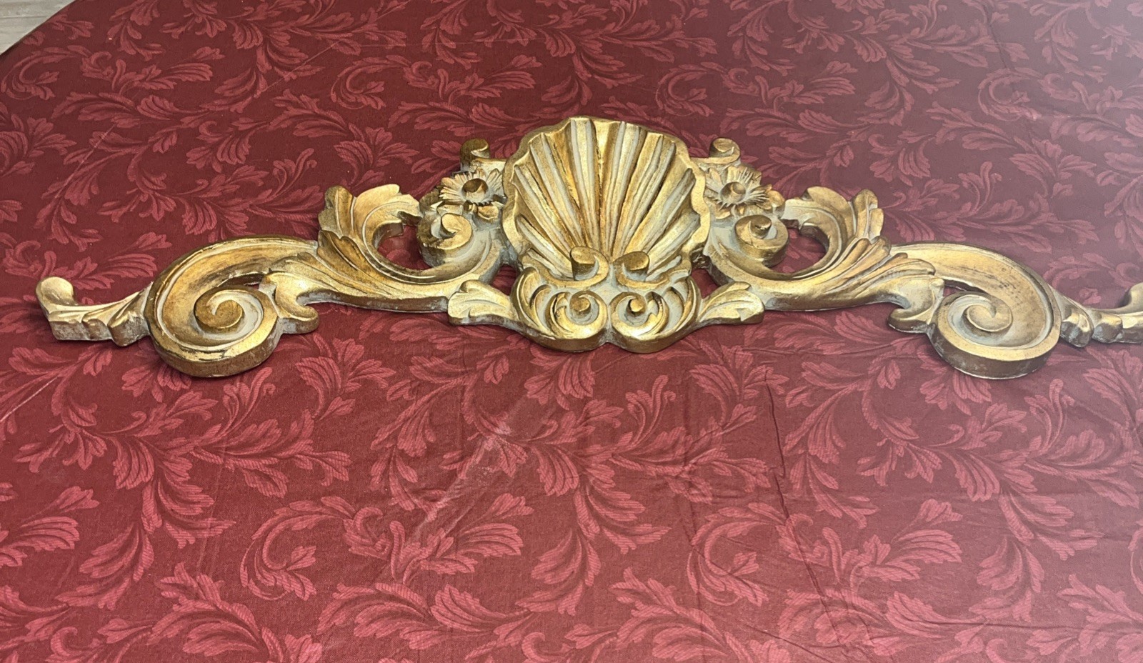 Bombay Over Door Pediment Topper Gold Gilt Solid Wood Rococo/Baroque 35Lx11T