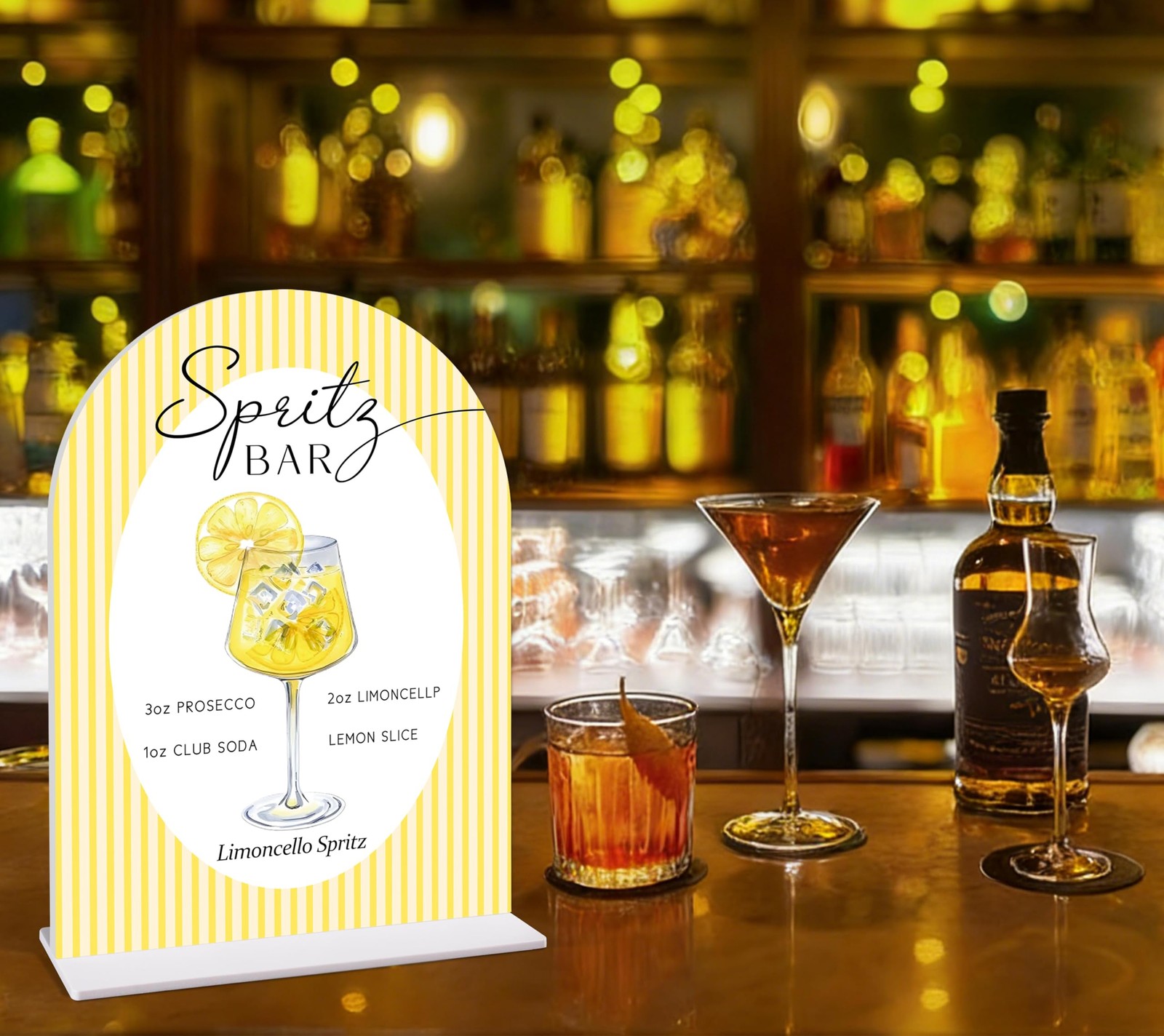Limoncello Spritz Bar Table Sign – Spritz Cocktail Recipe, 6×8 Acrylic Sign, …