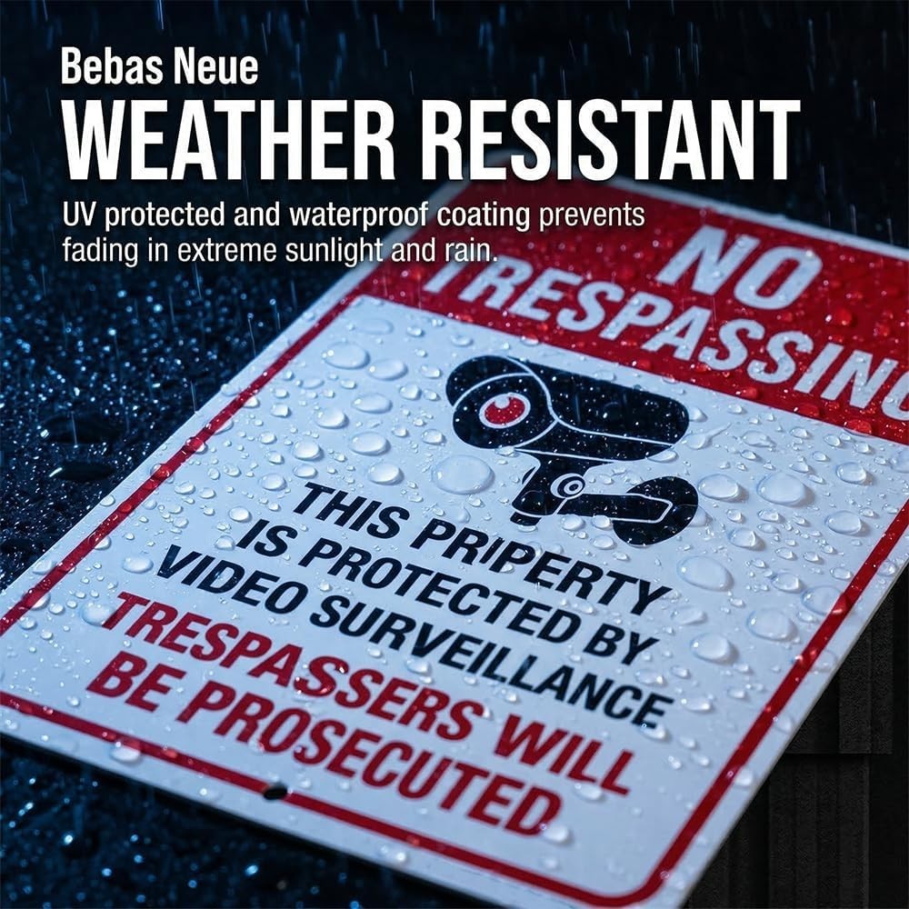 Weatherproof No Trespassing Video Surveillance Sign – 10×7 Inch Aluminum 2-Pack