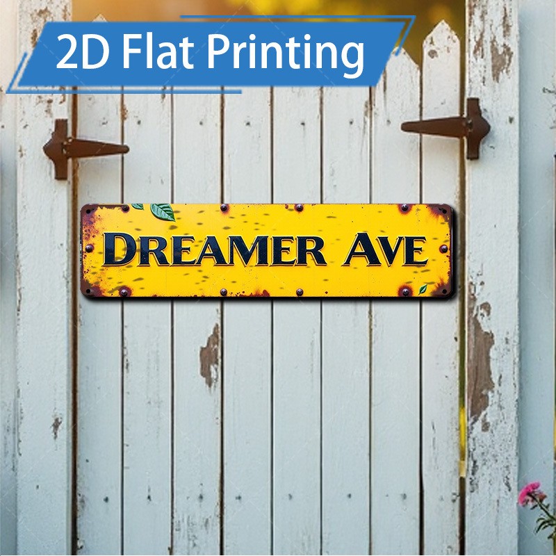 Rustic Yellow Metal Sign 10.16×40.64cm Garden Wall Art