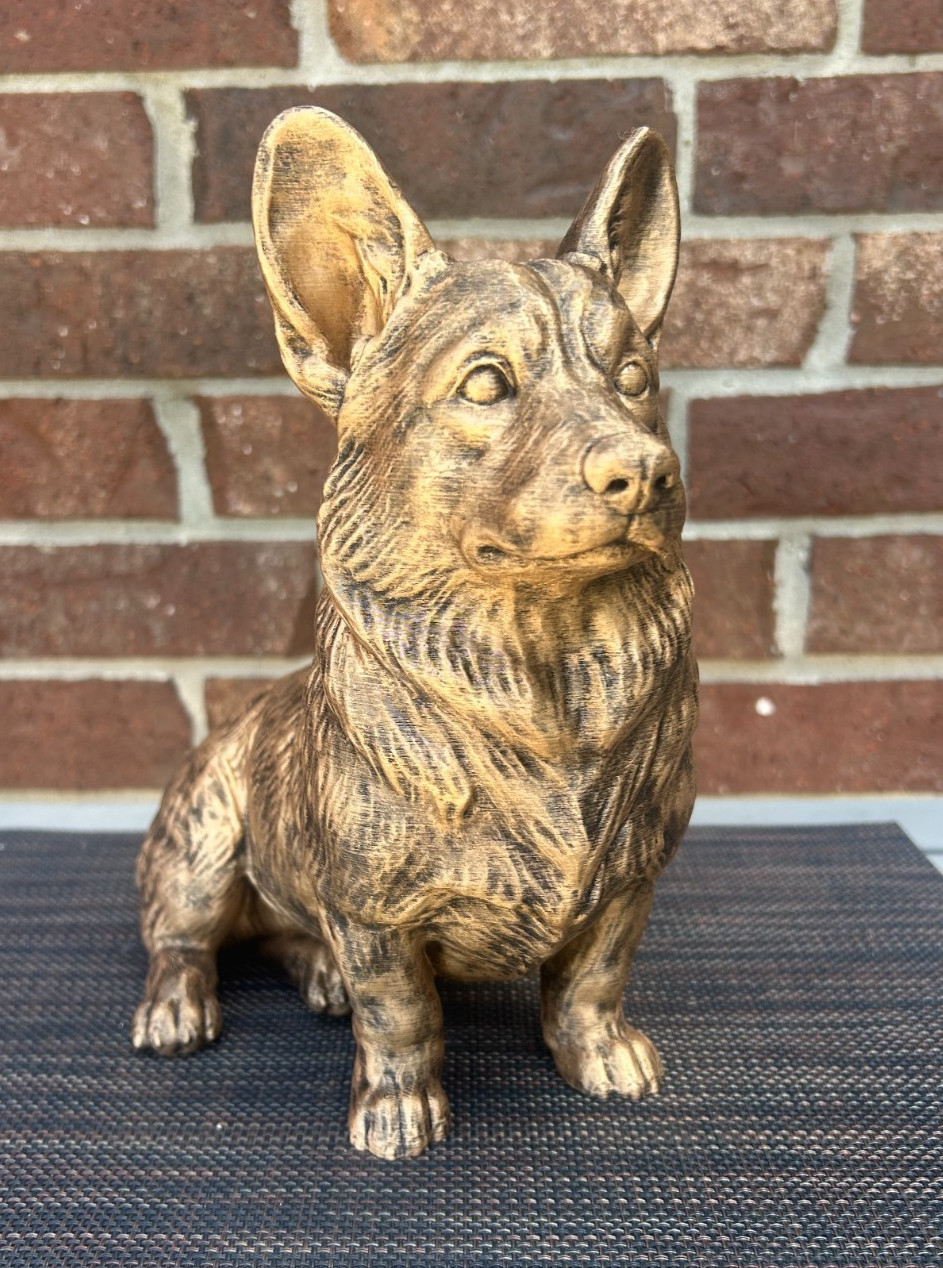Corgi Statue 3d Printed Hand Painted Weighted Personalized Decor