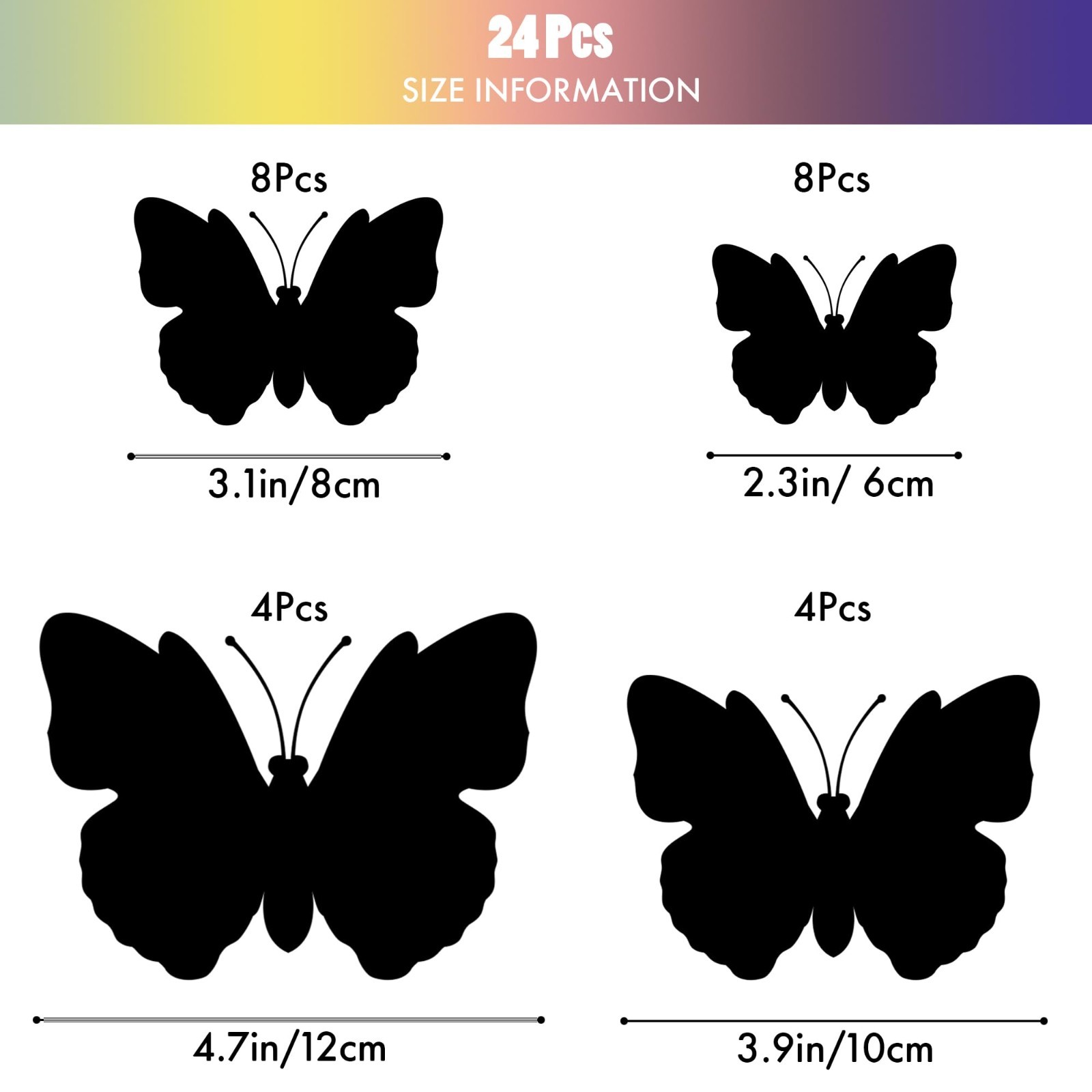 3D Butterfly Wall Decor – 24 Pcs Double Layer Colorful Party & Locker Decoration