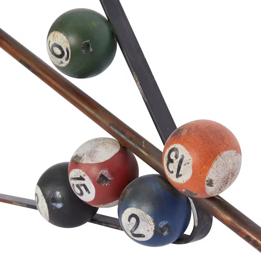 3 In. X 15 In. Metal Multi Colored Pool Games Wall Decor