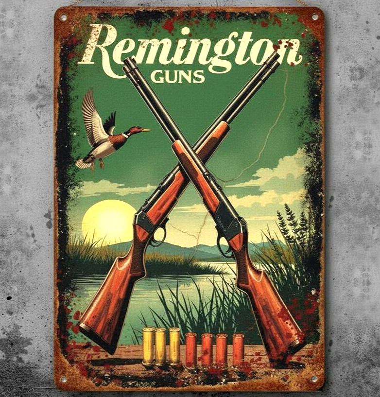 Remington Guns 8 x 12 Vintage Novelty Metal Sign Made In USA New!