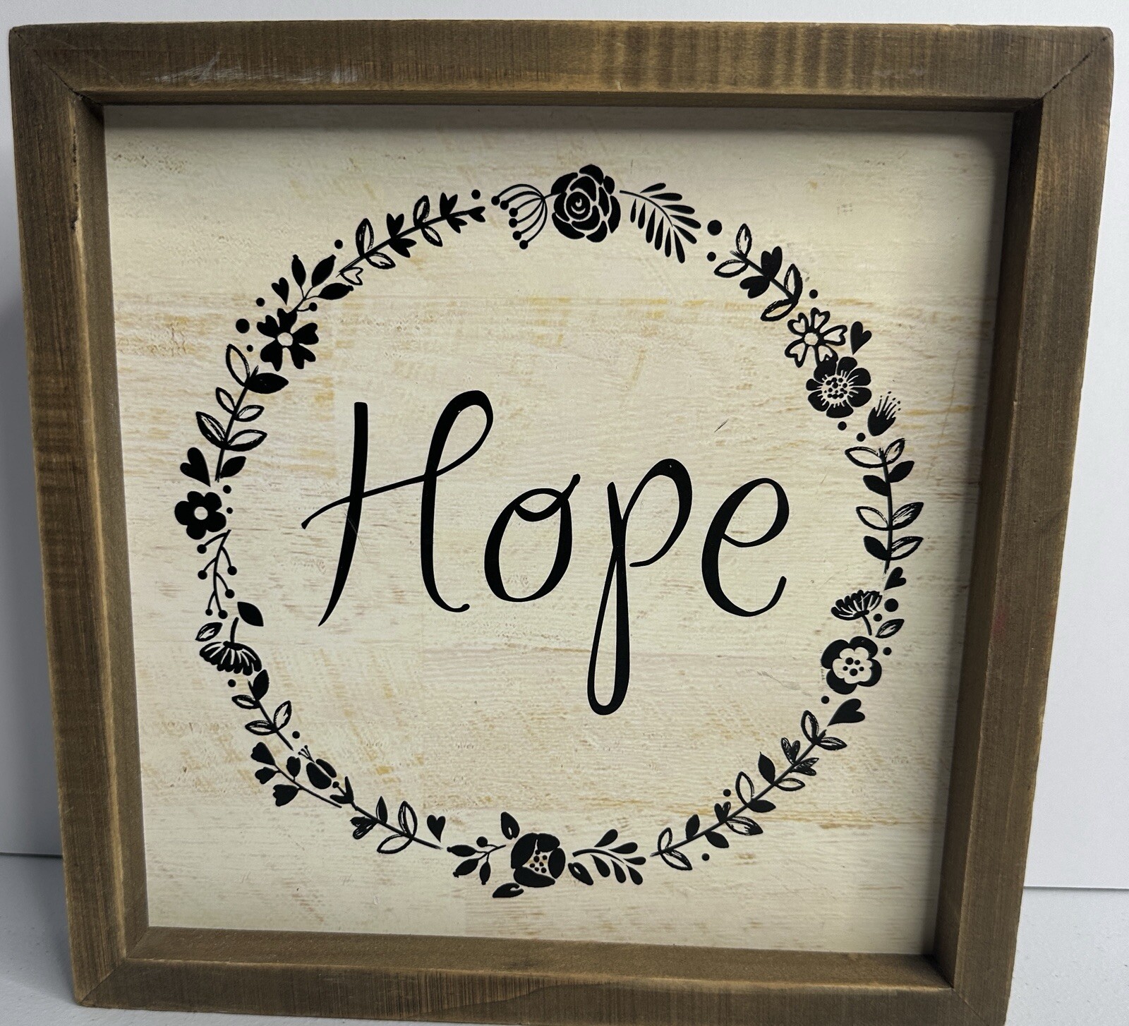 Rustic Style Wall Decor – “Hope” Hanging Picture – Brown & Beige