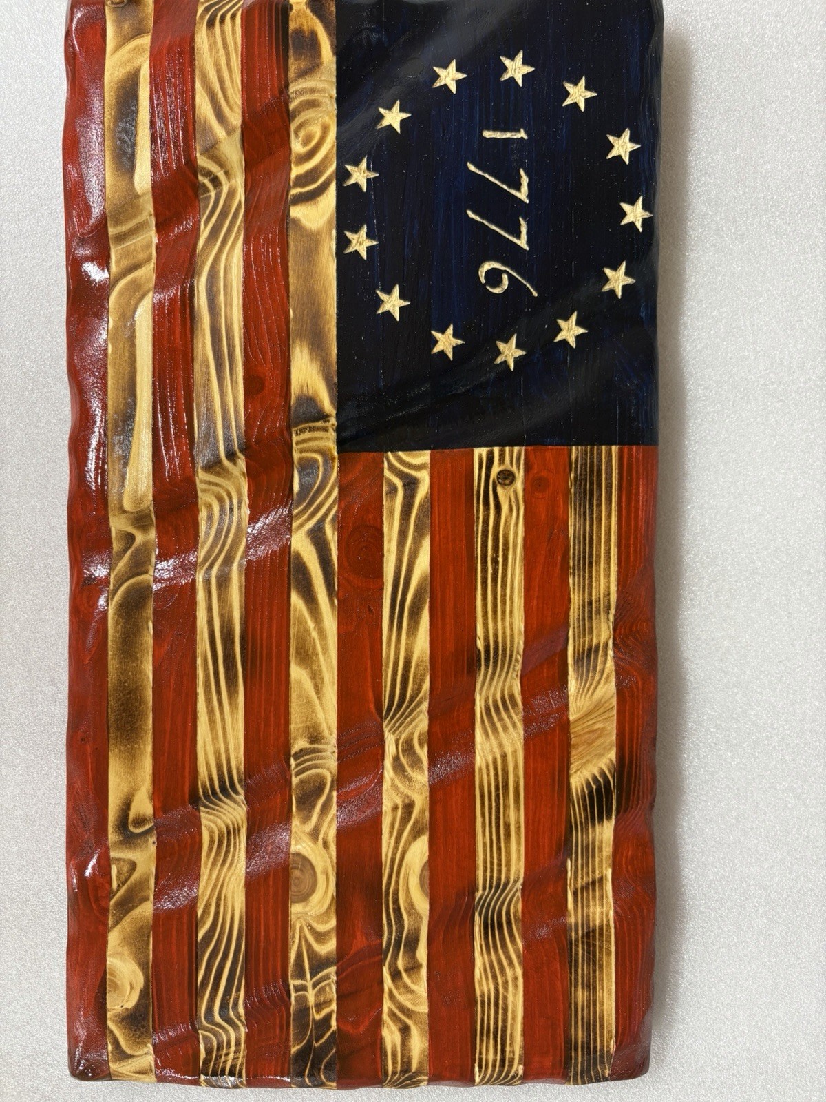 Rustic Wood American Flag Wall Plaque 13 Stars “We the People”