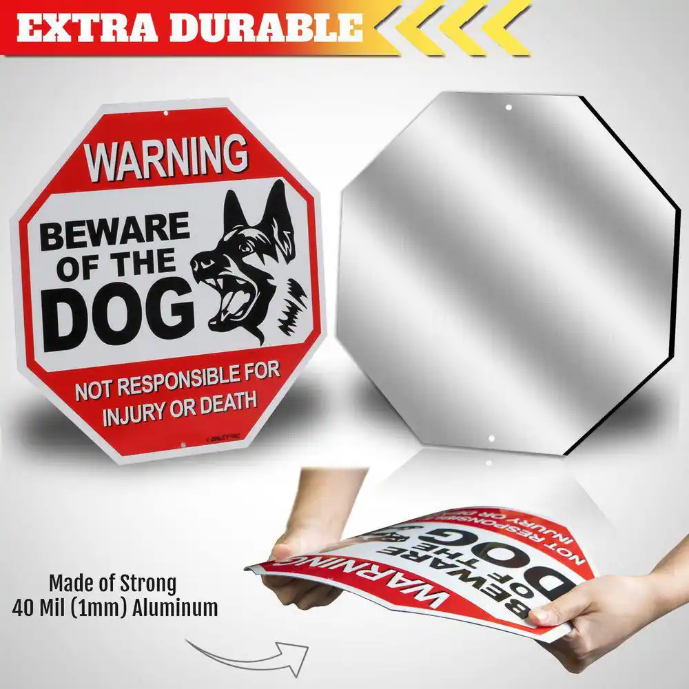 12 In. X 12 In. Beware of the Dog Aluminum Warning Sign, No Responsible for Inju
