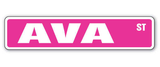 AVA Street Sign Childrens Name Room Metal Sign Decal
