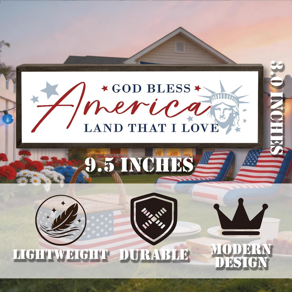 4Th of July Wooden Sign, God Bless America Land That I Love, Patriotic Home Deco