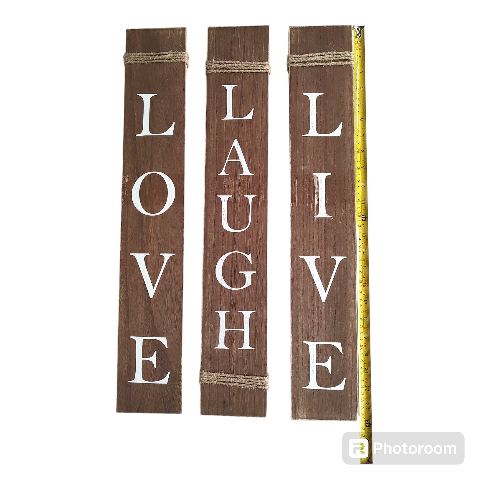 3pc Rustic Farmhouse 24″x4″ Wall Decor Signs Distressed Live Laugh Love Set