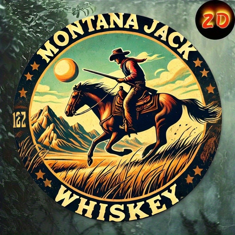 Vintage Montana Jack Whiskey Tin Metal Signs 8×8 inches Wall Art, Perfect for Ho