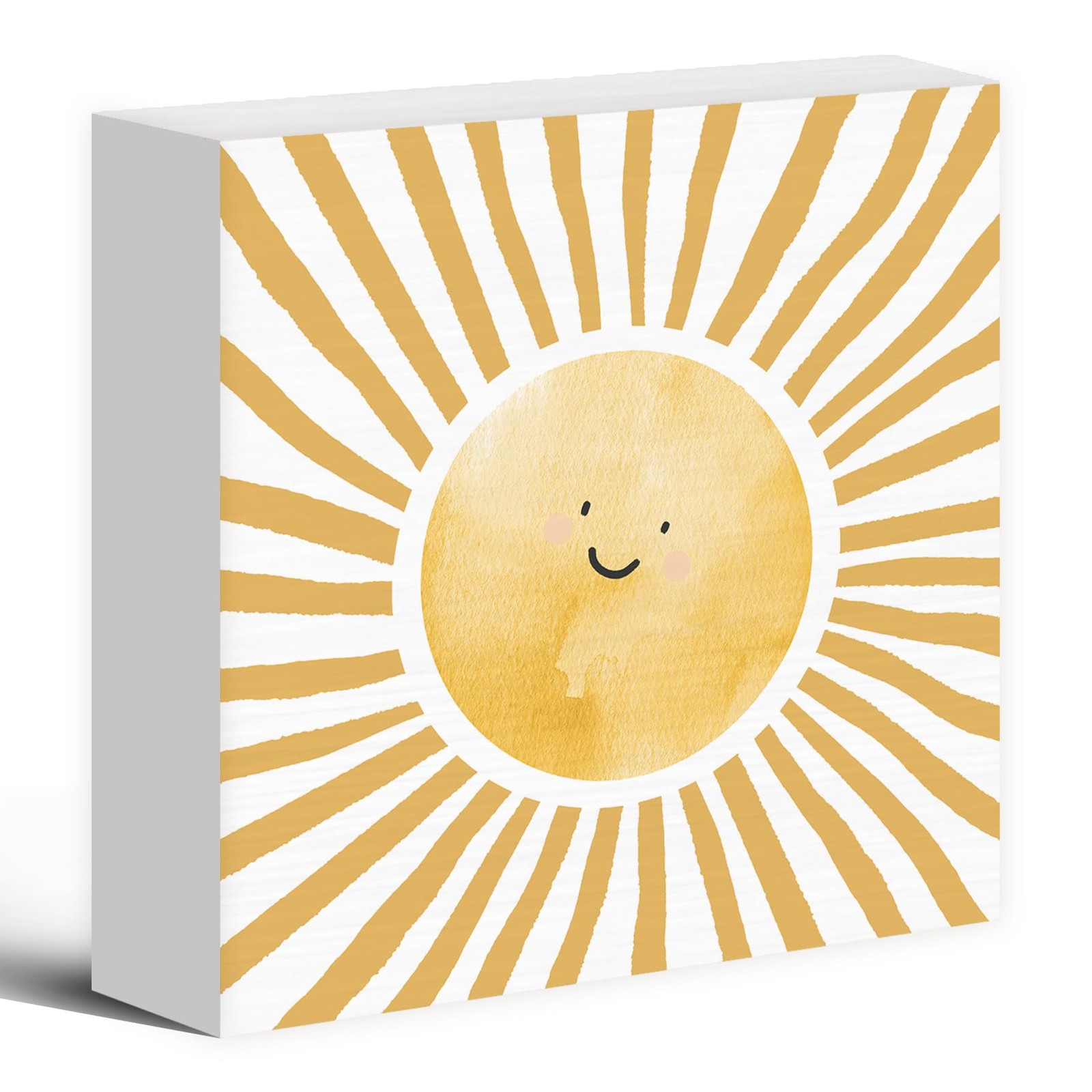 Inspirational Sun Sunshine Wood Box Sign Desk Decor 6X6, Pop Smiles Rustic Fa…