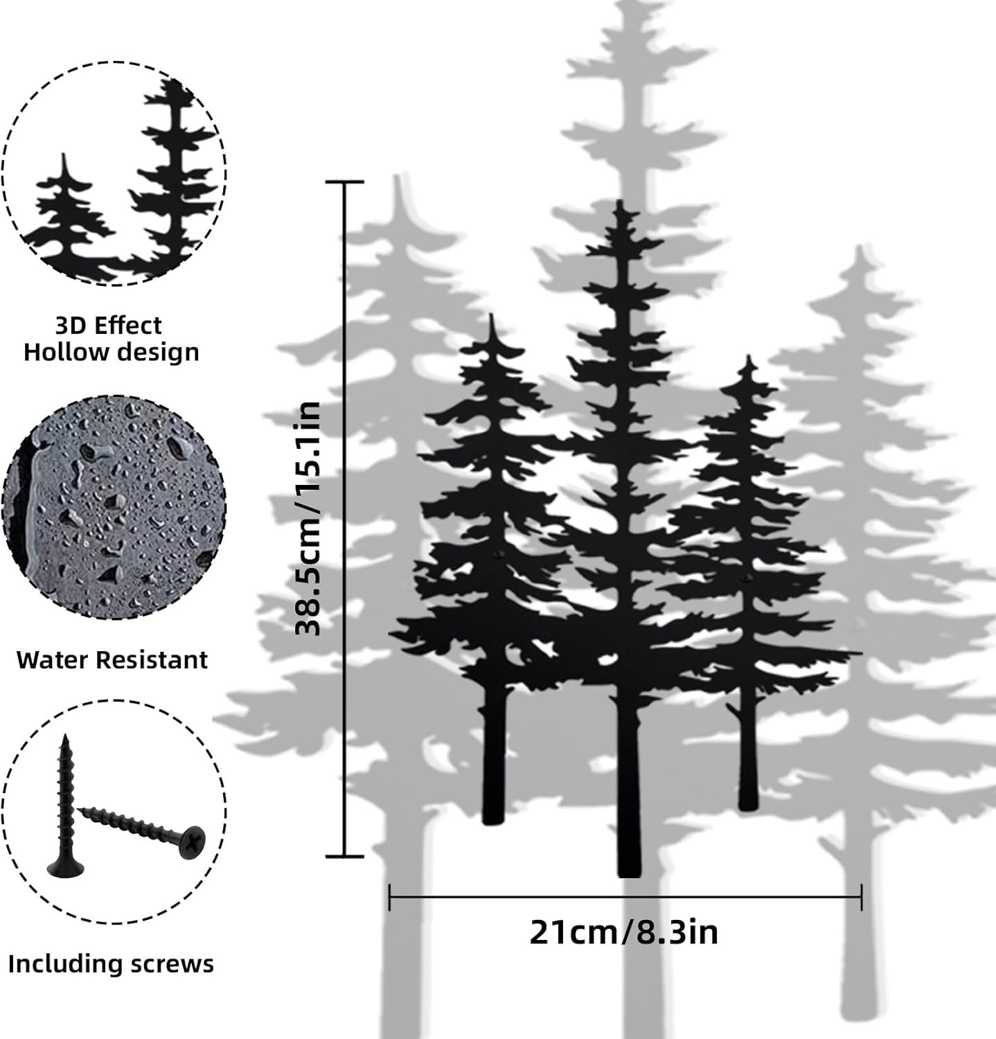 Metal Wall Art Decor, Cabin Rustic Wall Decor, Pine Tree Decoration, Modern Home