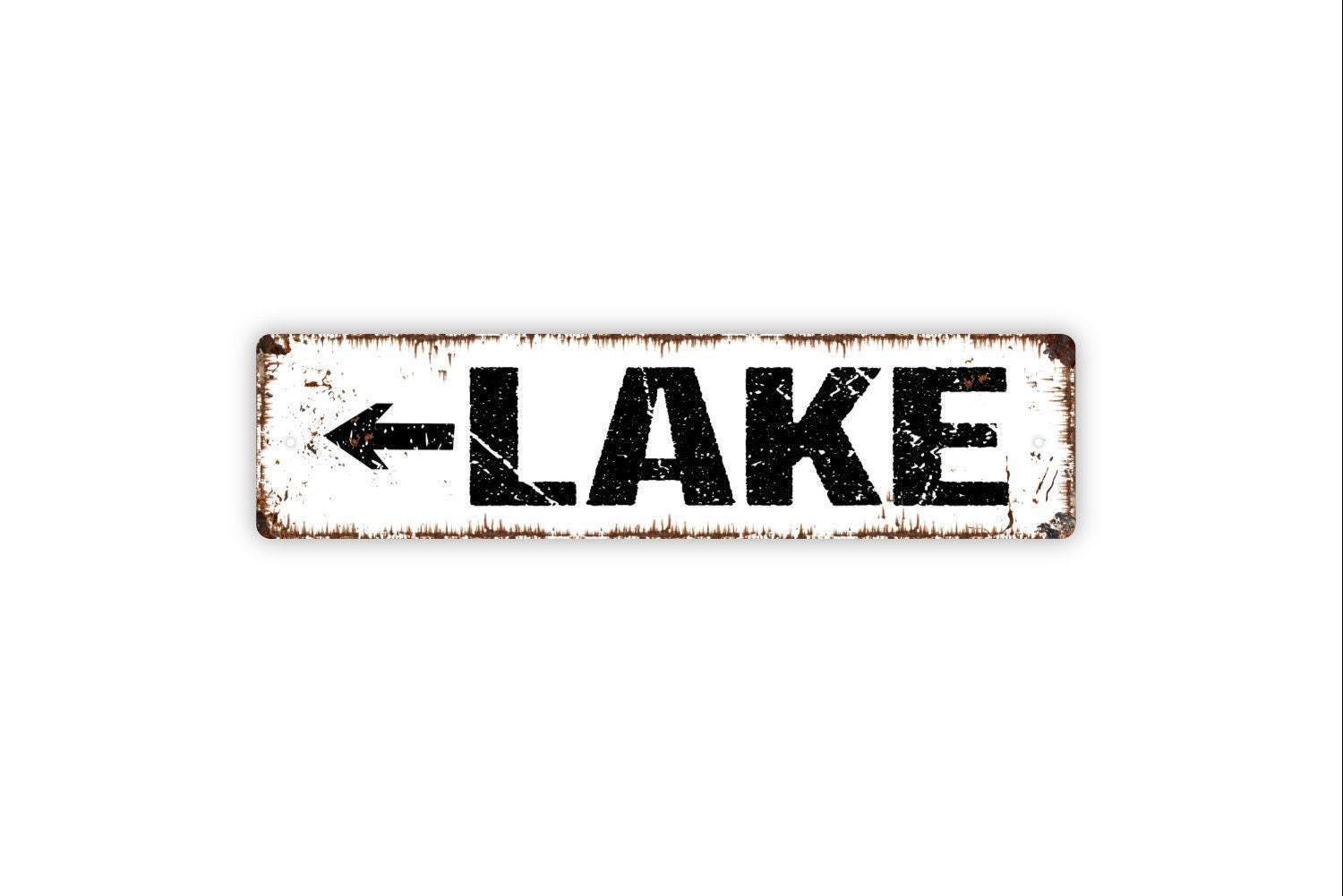 Lake Arrow Sign | Rustic Metal Sign | Left or Right Arrow | Cabin, Dock,