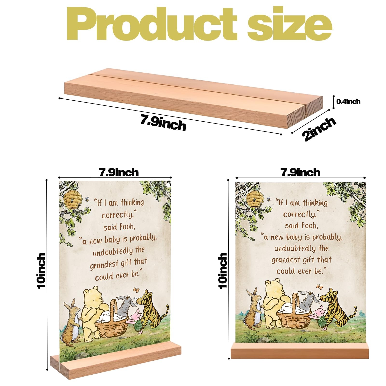 Winnie Table Signs for Baby Shower Decorations 8x10inch 8×10 inches, brown