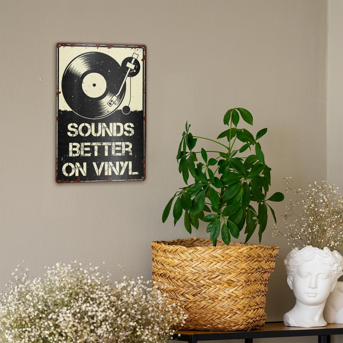 Vintage Vinyl Record Store Metal Sign Decor for Music Home Room Studio Office Ba