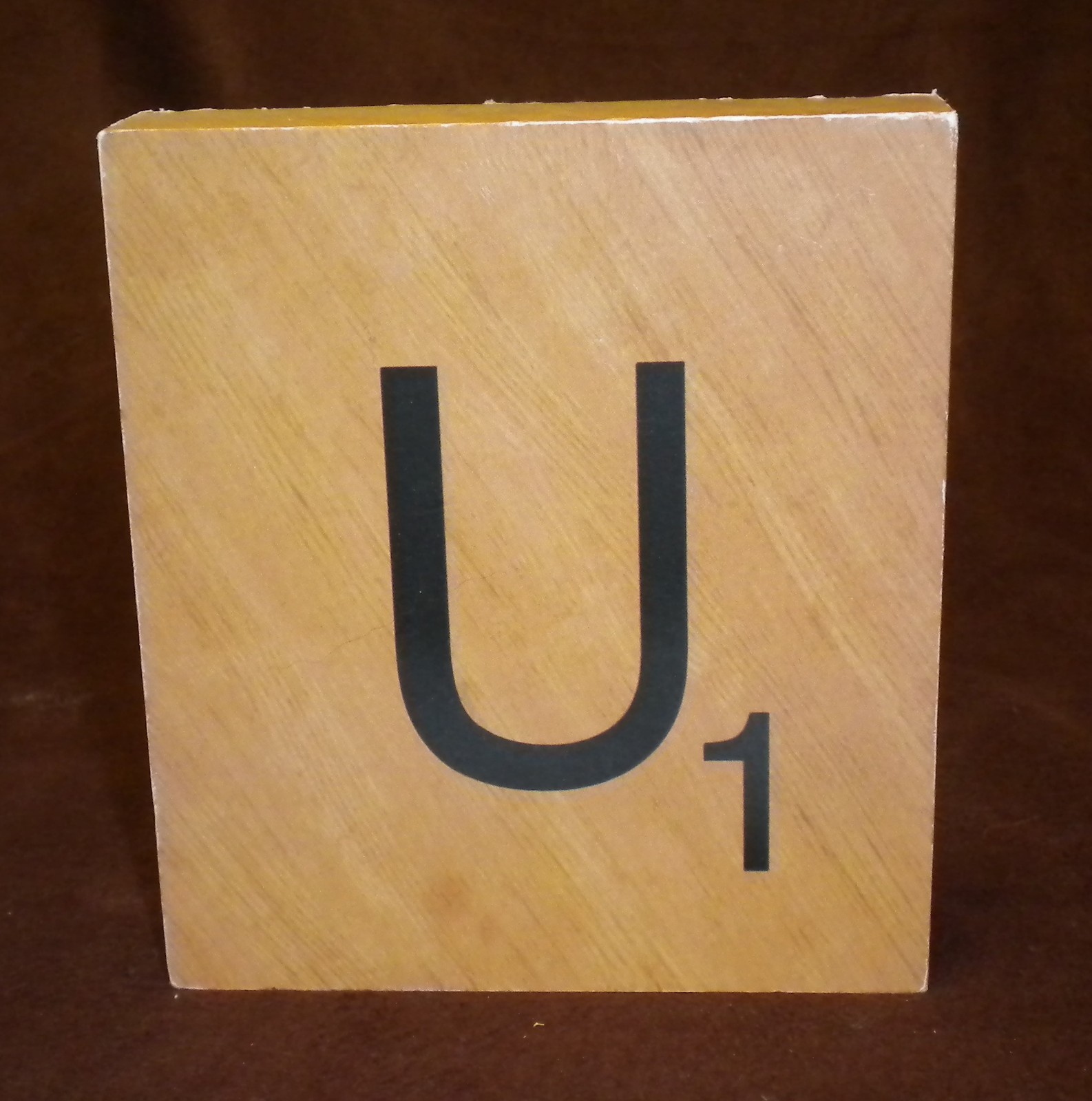 Letters B & U Decor 5″x4.5″x1″ Wood Grain Scrabble Tiles Wall or Shelf Art
