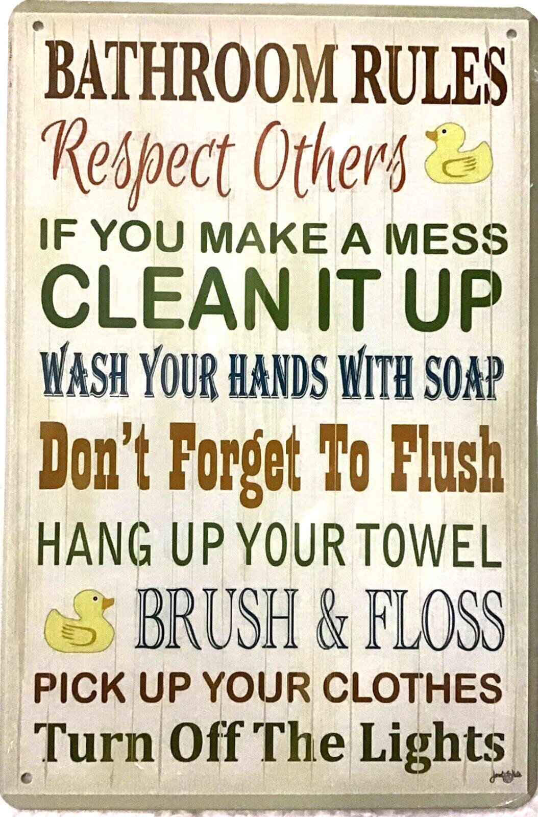 TIN SIGN new 8×12 Bathroom restroom rules children kids mom family parent (Br5a)