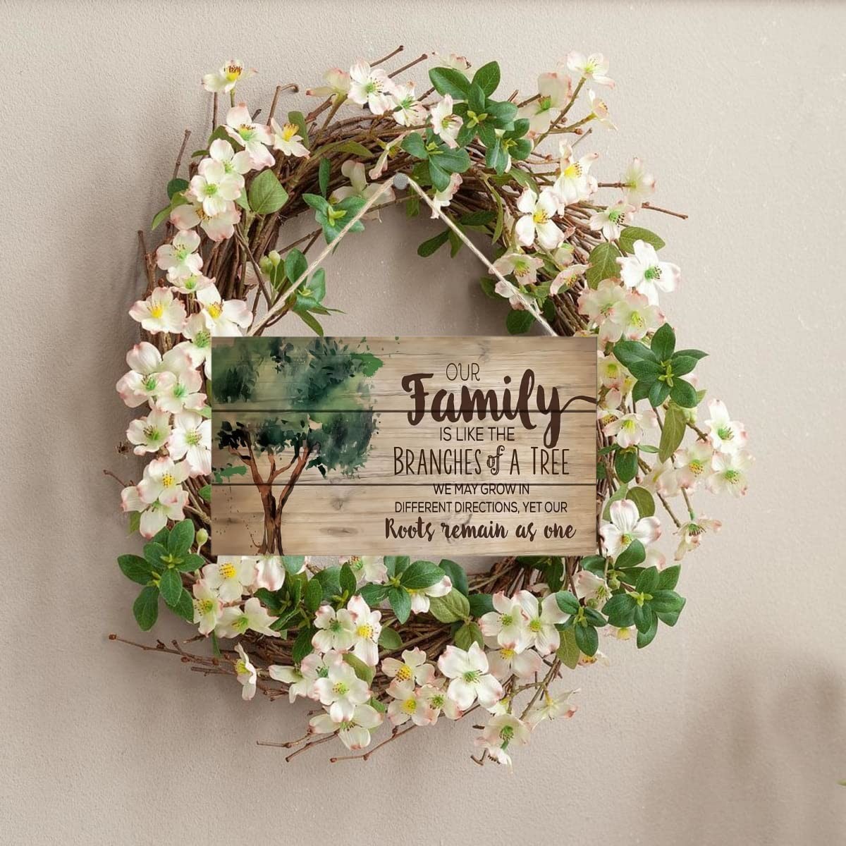 Our Family Like Branches on a Tree 5inch x10inch Wood Plank Design Hanging Si…