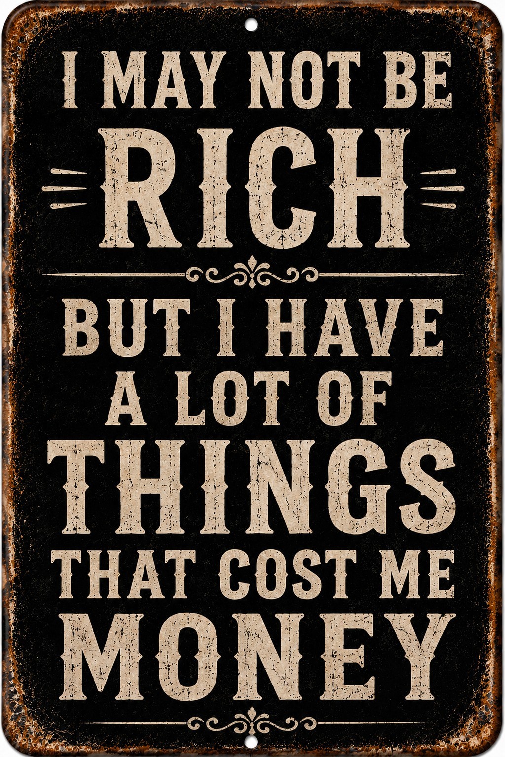 Funny Money Pit Sign Vintage Look 8×12 Metal Wall Decor Garage Workshop Gift