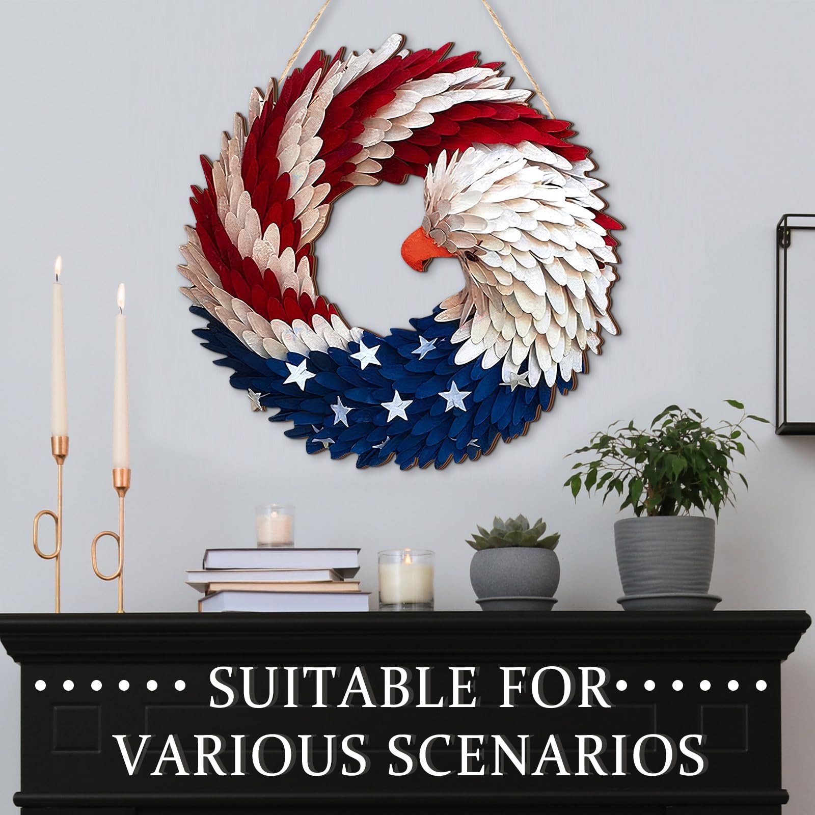 1 Pcs 4th of July Patriotic Door Sign 250th Anniversary Eagle Wreath Decorati…