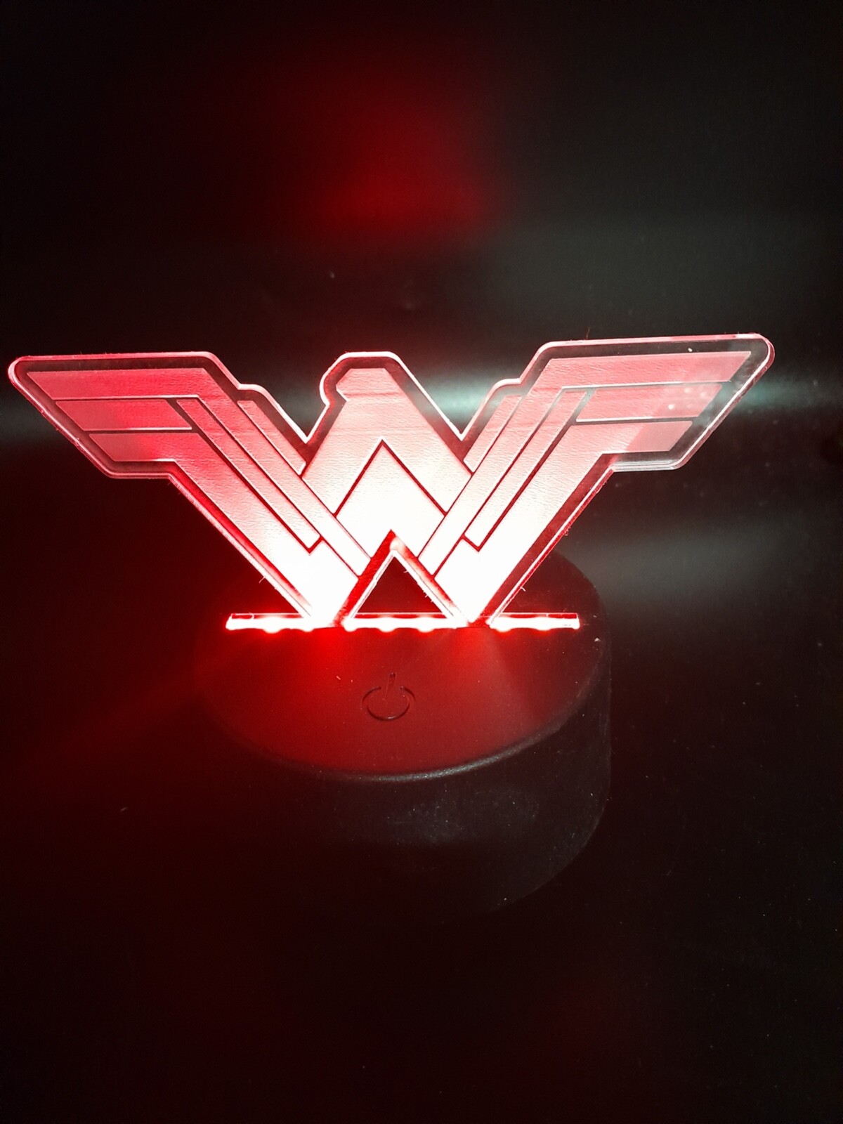 Edge Lit Tabletop Sign, Multi-Colored LED, Wonder Woman Emblem, Art, Night Light