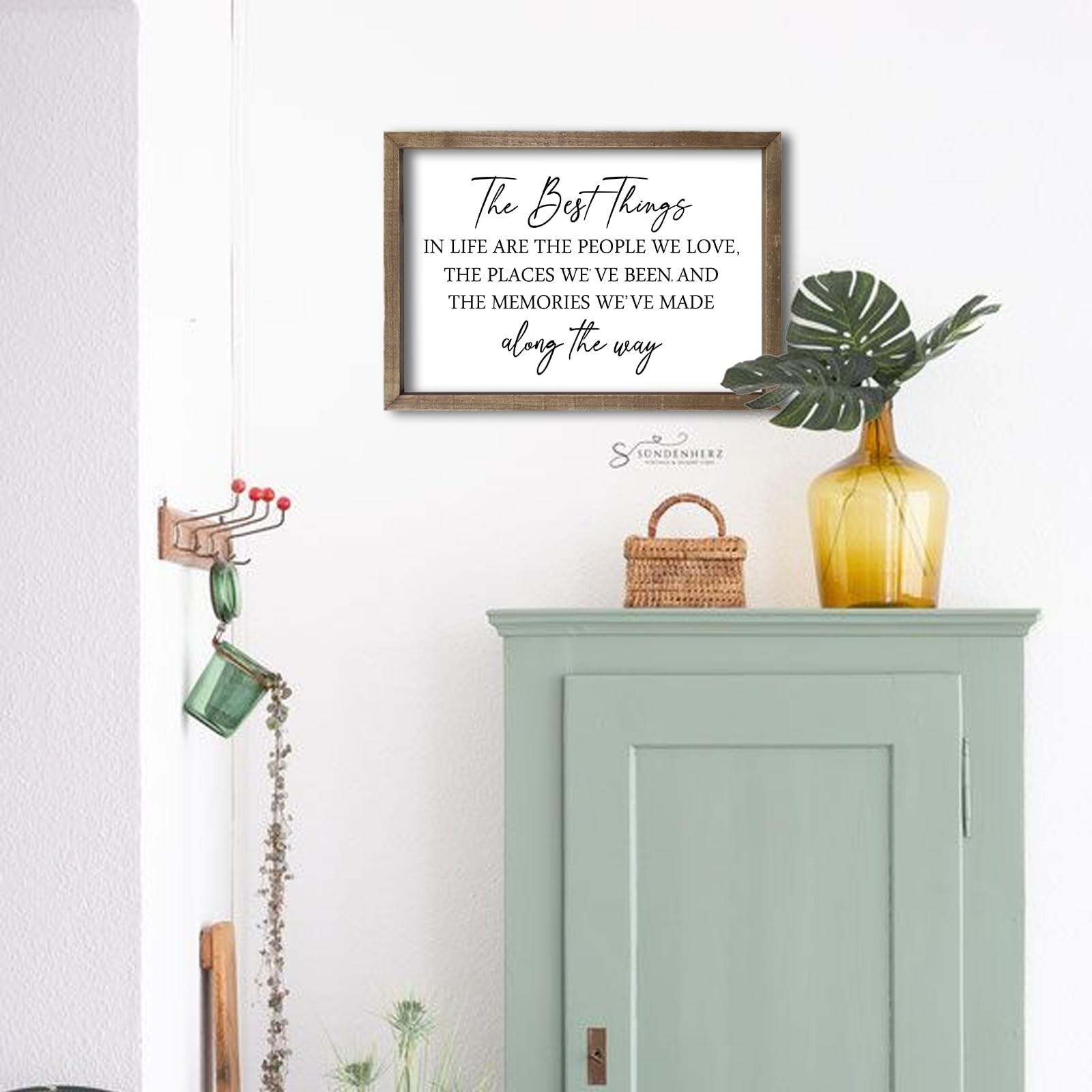 Comurdyo The Best Things in Life Sign 15.7”×11” Framed Wood Memories Insp