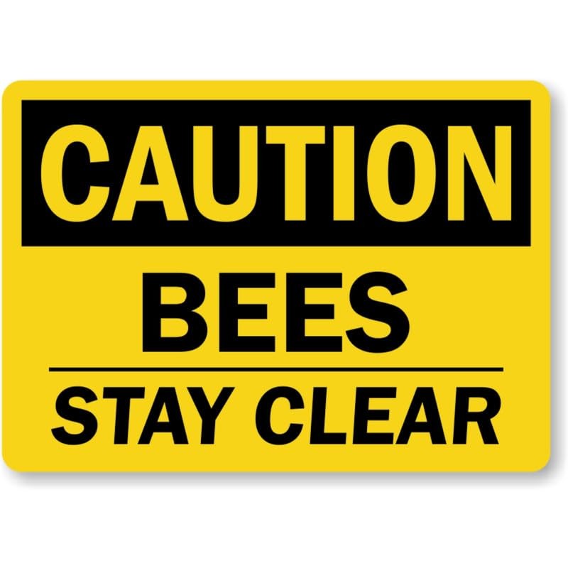 Aluminum Warning Sign Bees Caution Weatherproof Outdoor Garden Safety