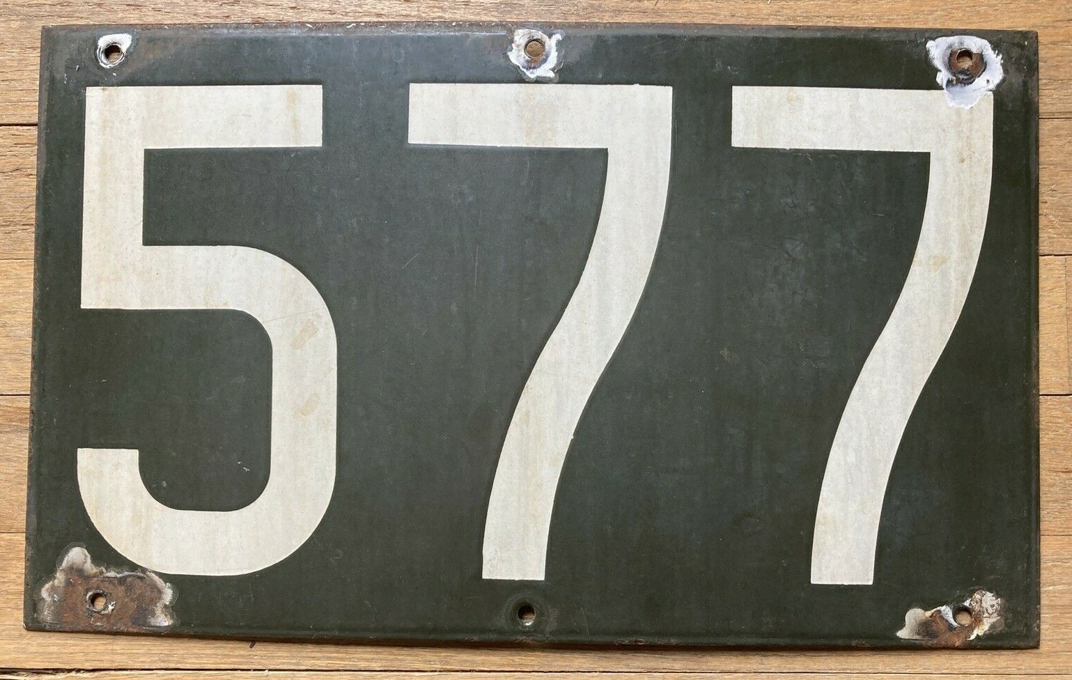 1932 R-4 New York Subway Baked Enamel Painted Number Sign 577 Wall Art