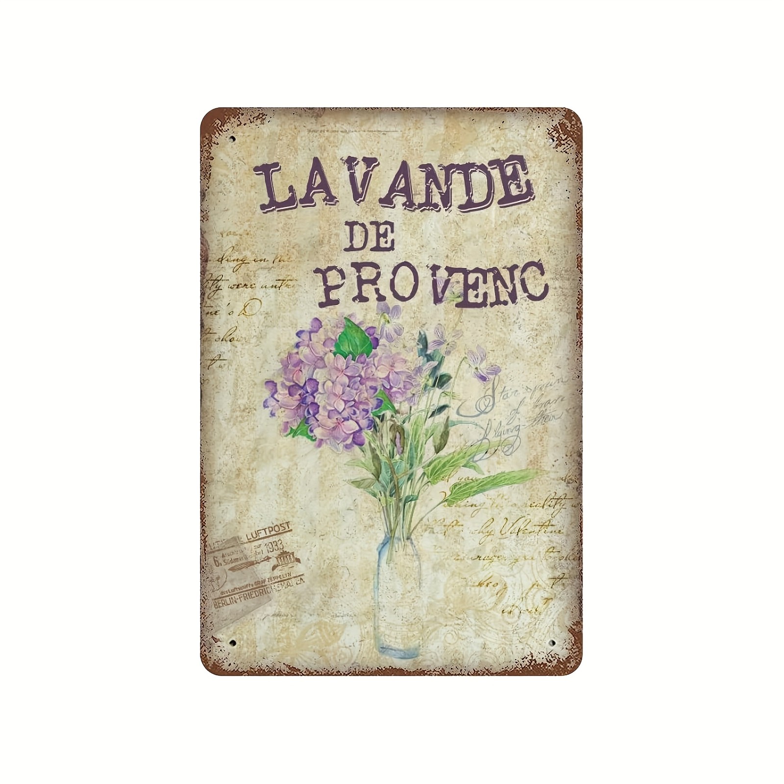 French Country Lavender Metal Wall Art – Vintage Lavande de Provenc Decor Sign