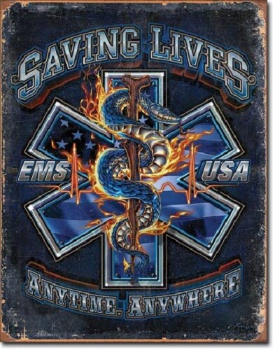 New EMS USA Saving Lives Anytime Anywhere Decorative Metal Tin Sign