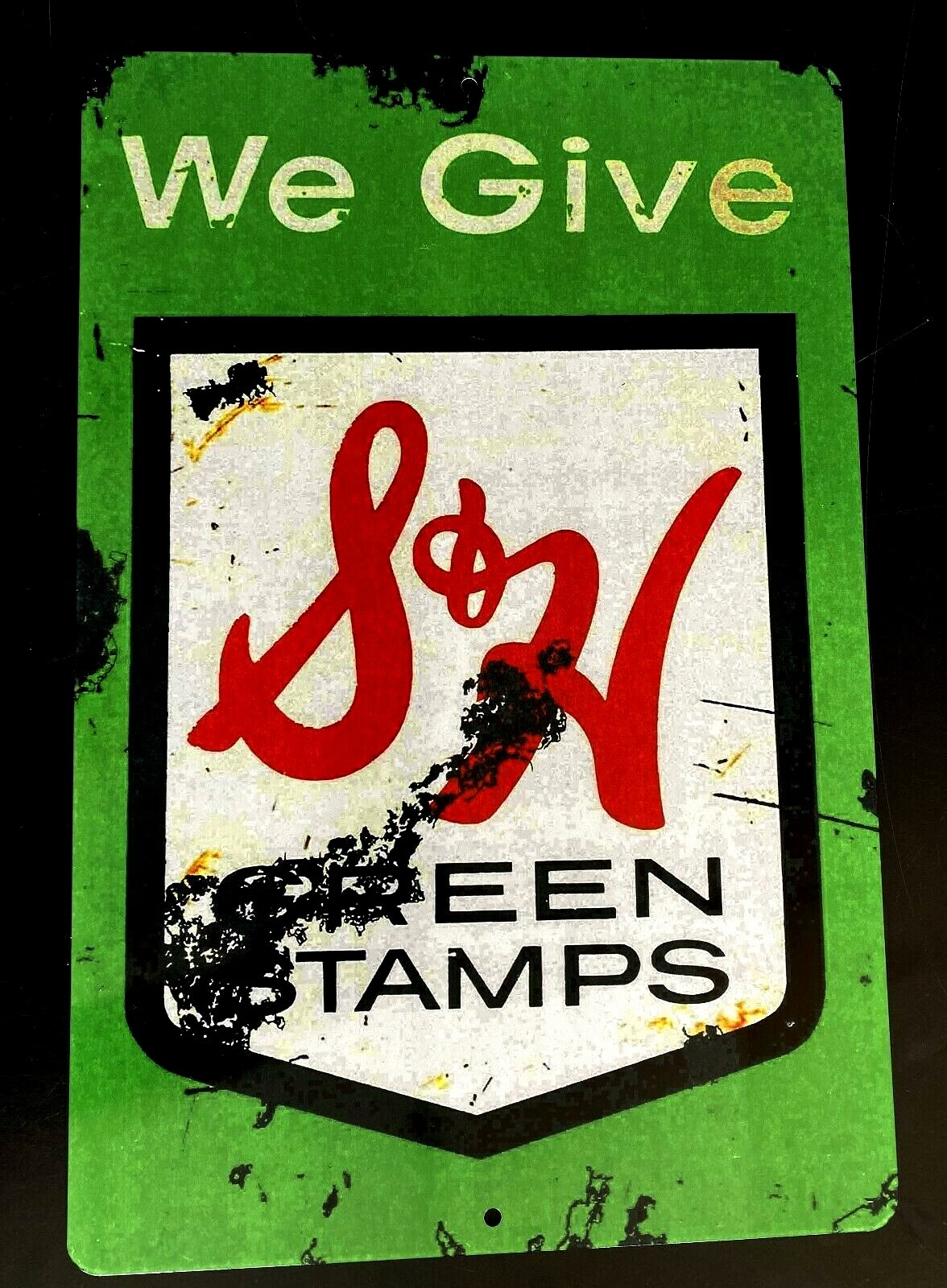 Nostalgic We Give S & H Green Stamps Aluminum Metal Sign 12×18 Large Size S&H