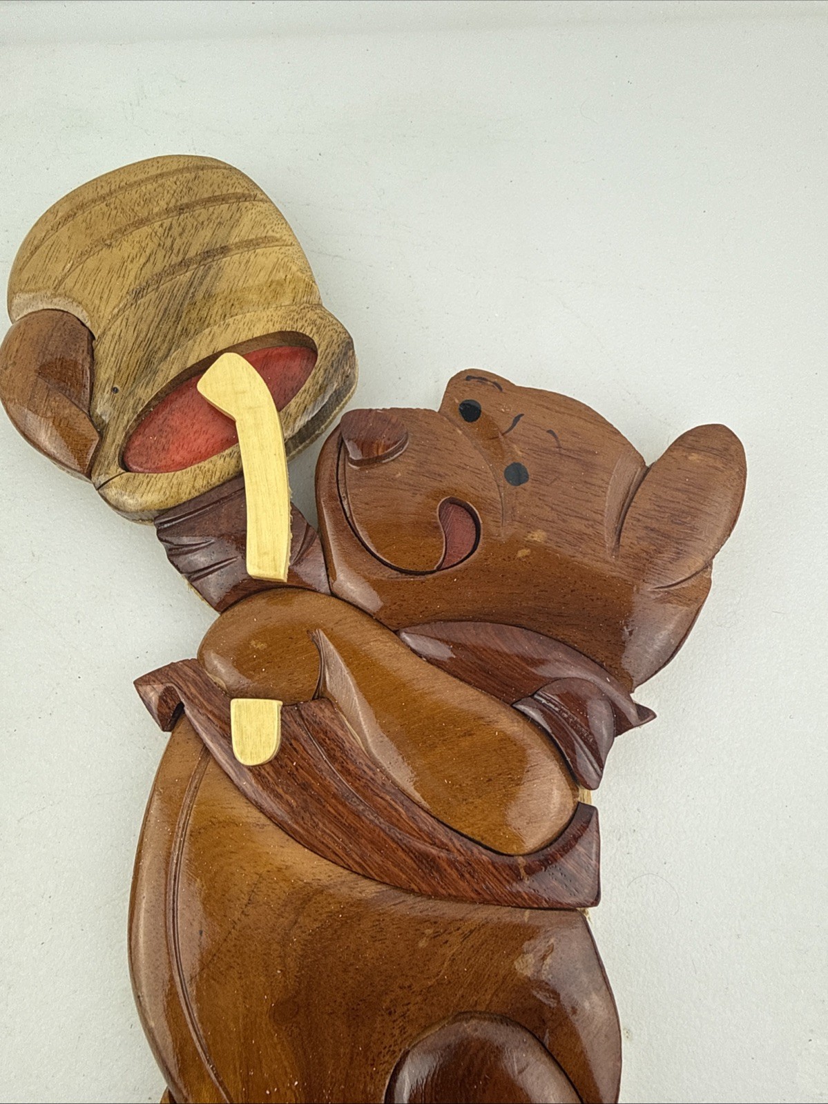 Handmade Glossy Finish Winnie The Pooh 3D Wooden Wall Art Nursery Home Decor