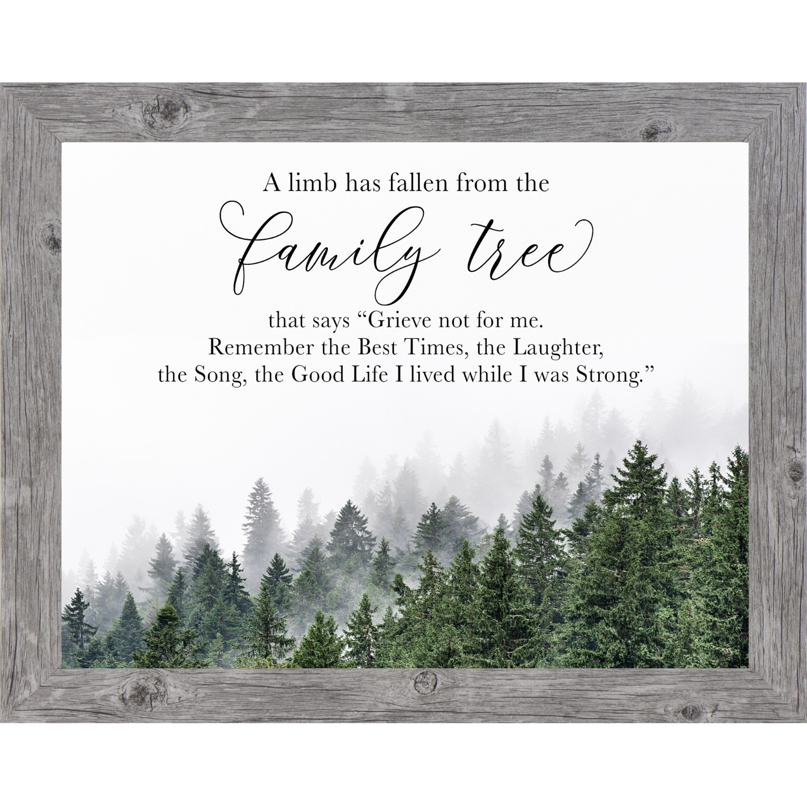 A Limb Has Fallen From the Family Tree Framed Wall Art Sympathy Memorial Bereave