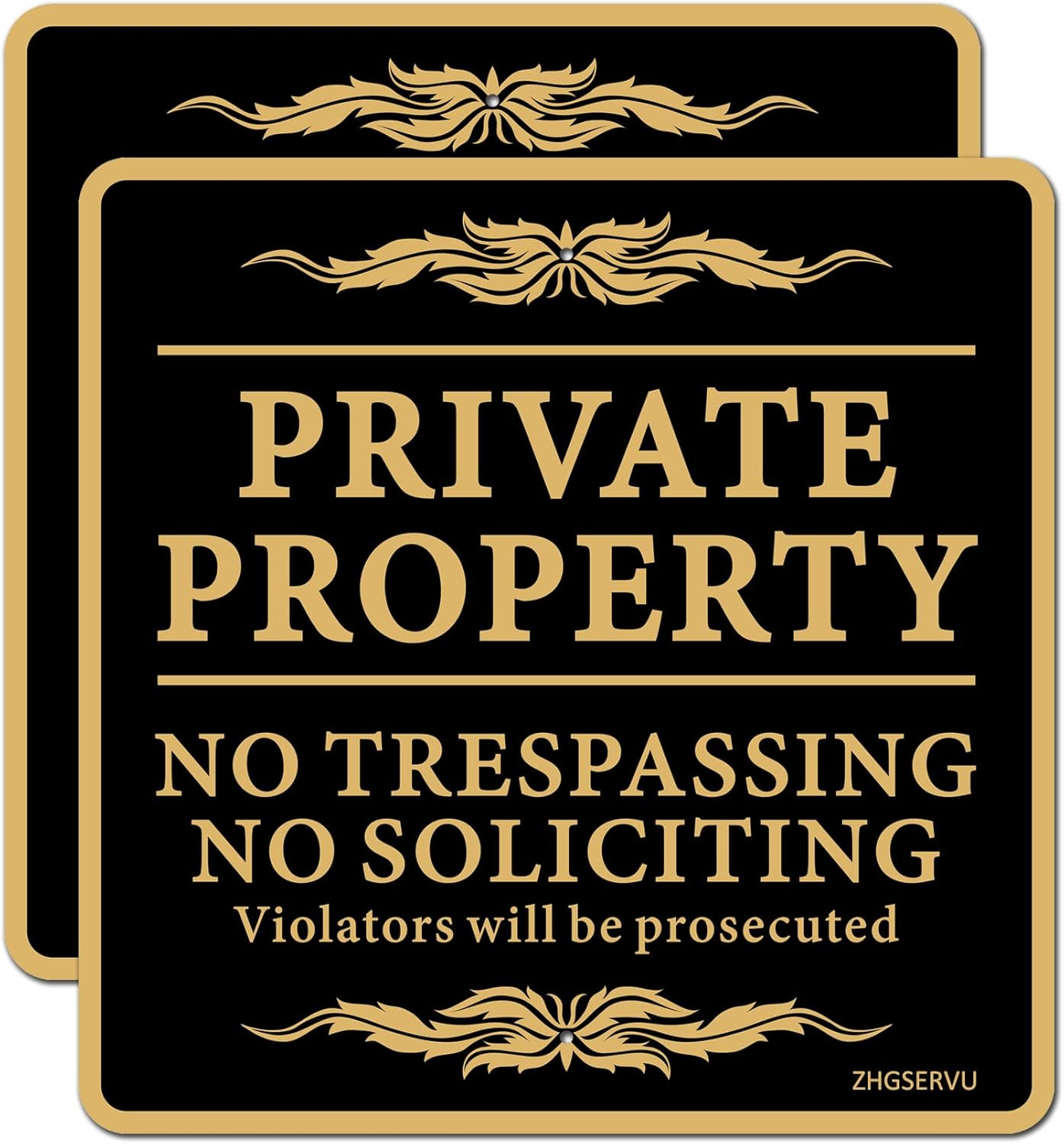 No Trespassing Signs 2-Pack Private Property No Soliciting Warning Sign 12” X 12