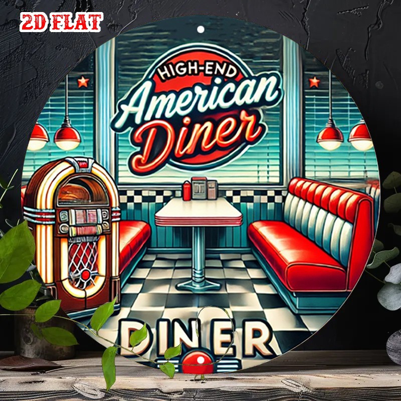 1950s Diner Metal Sign Vintage Aluminum Sign 8 Inch Round Funny Decor