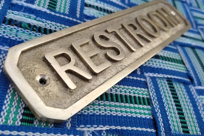 Restroom Plaques Custom Name Personalized Brass Plaque – Handmade Brass Plaque,