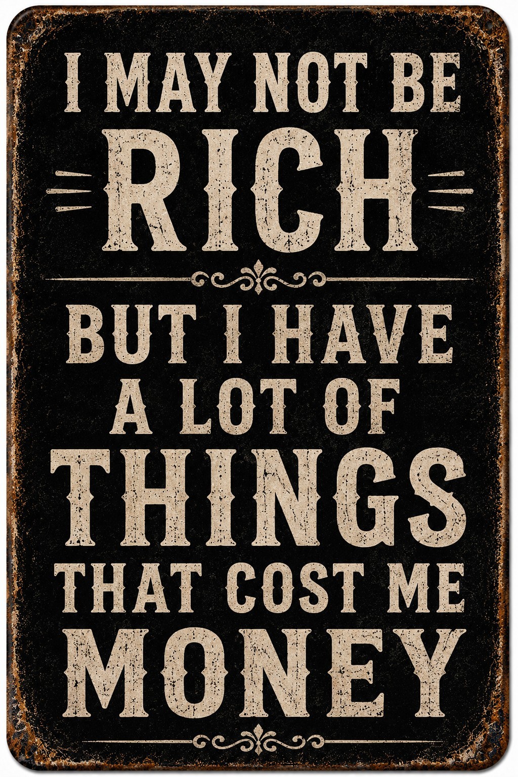 Funny Money Pit Sign Vintage Look 8×12 Metal Wall Decor Garage Workshop Gift