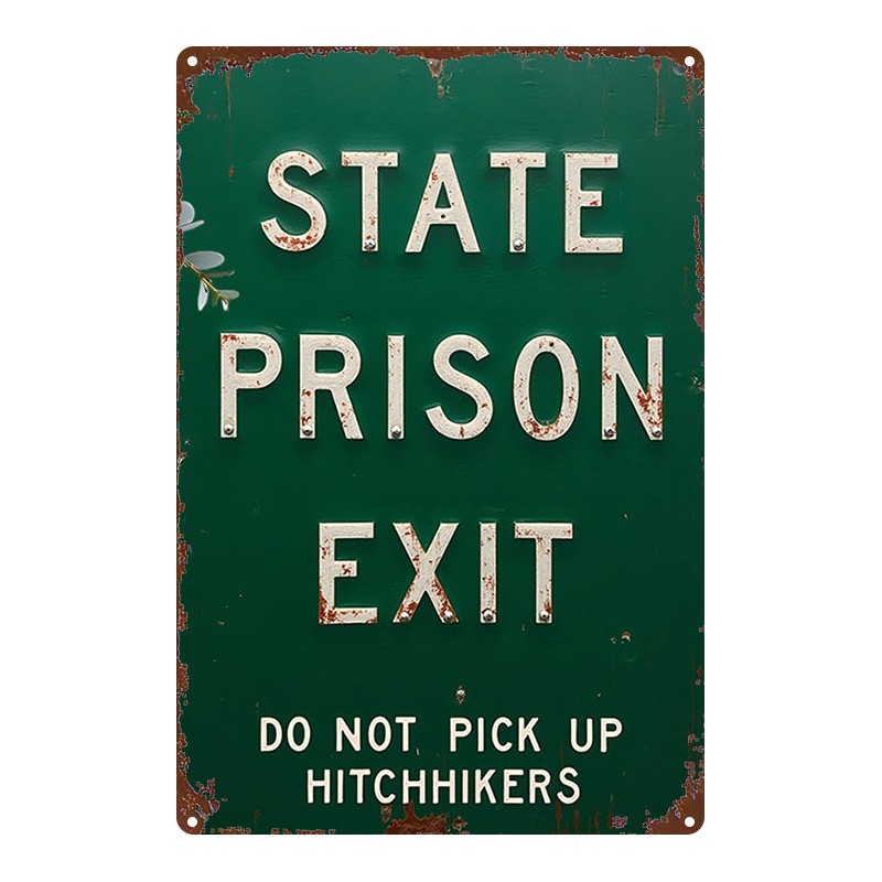 2D Flat Metal Prison Exit Sign Green 8×12 Inches Wall Art