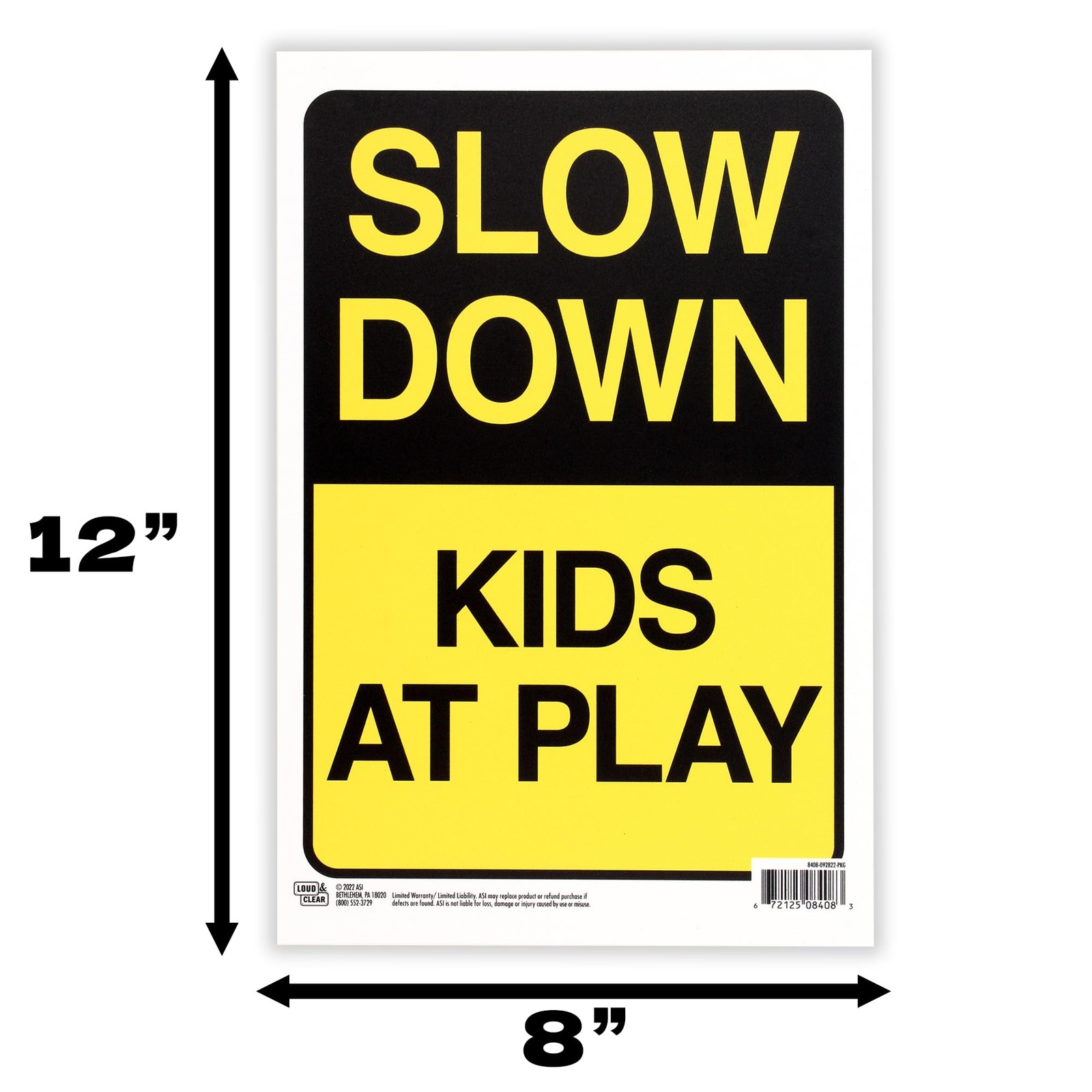 Slow Down Kids at Play Sign, 4-Pack, 12×8 inches – Kids at Play Safety Signs …