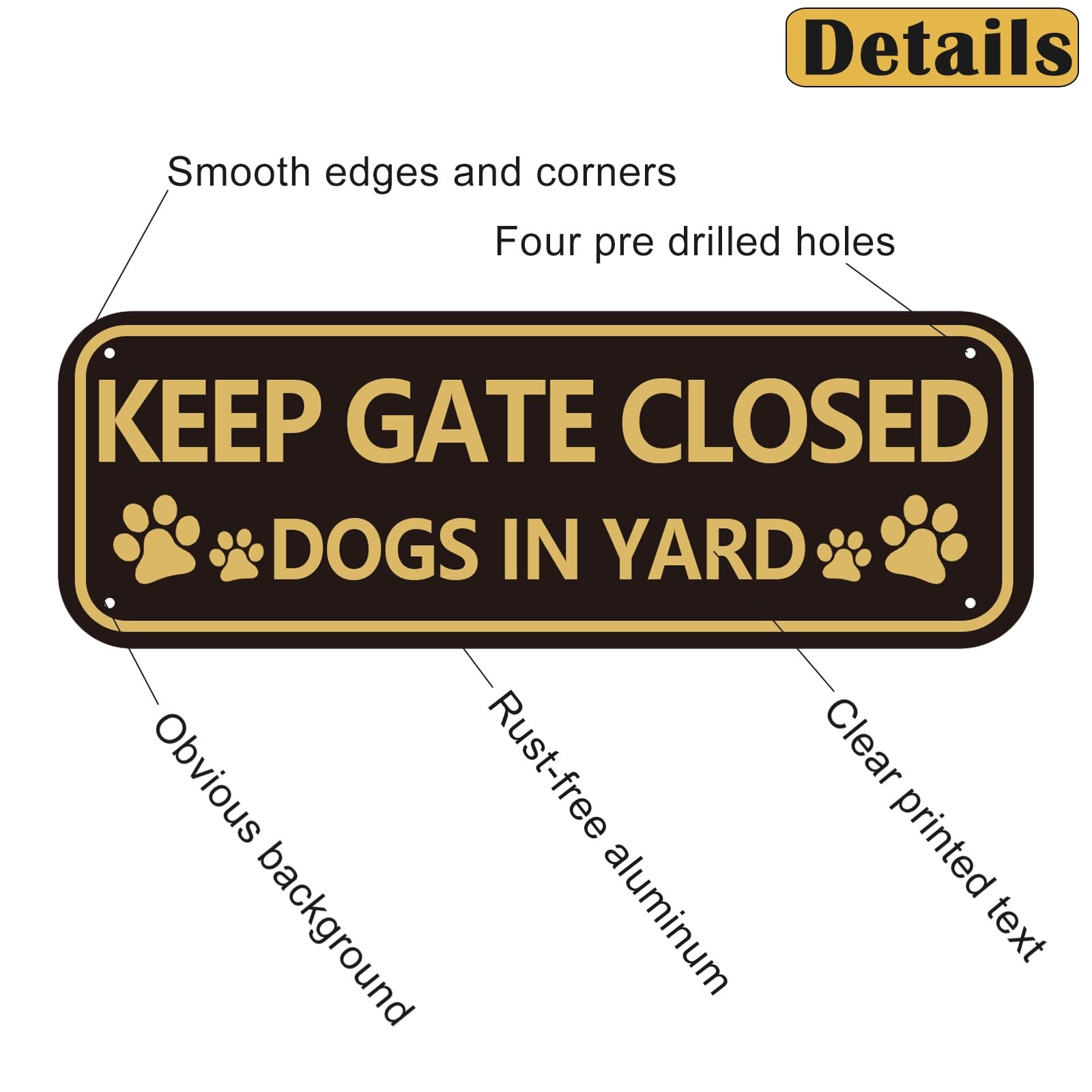 Beware of Dog Sign For Fence 2-Pack Keep Gate Closed Sign Dogs in Yard Sign
